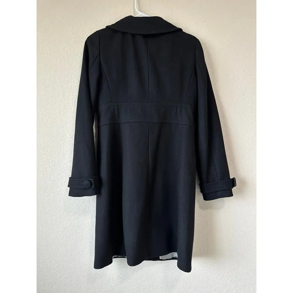 J. Crew Womens Size 4 Black Lady Day Coat Double Breasted Long Wool Peacoat - Picture 4 of 16